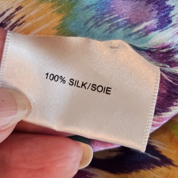 Haute Hippie Tunic Top or Dress XS 100% Silk Purple Blue Button-Up Ikat Print - Picture 7 of 10